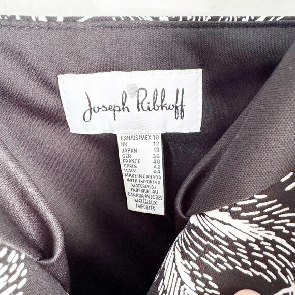 Joseph Ribkoff Zip Front Black White Floral Shift Bodycon Ruffle Dress NEW 10 - Picture 8 of 16